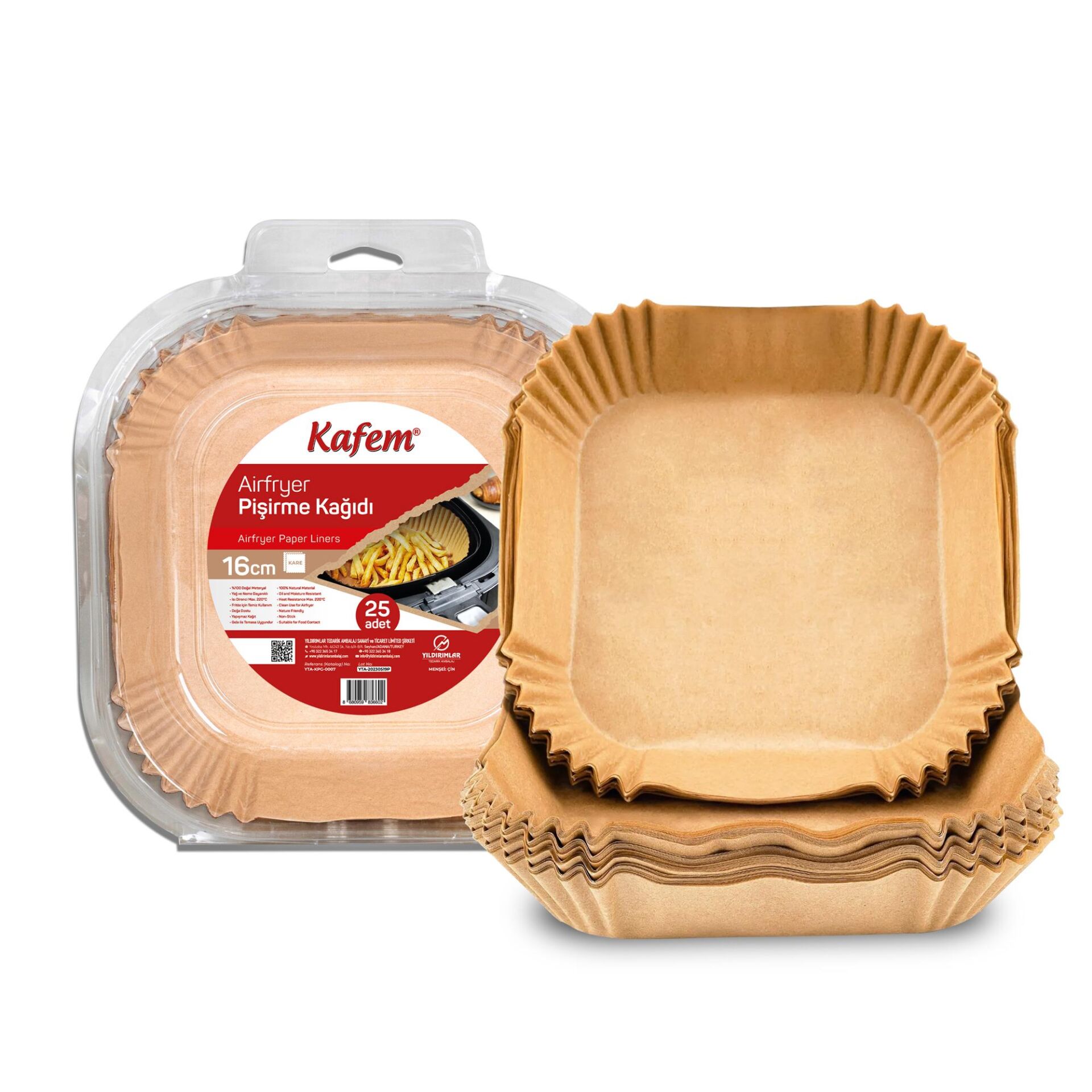 Kafem Airfryer Pişirme Kağıdı Kare 16cm 25 li