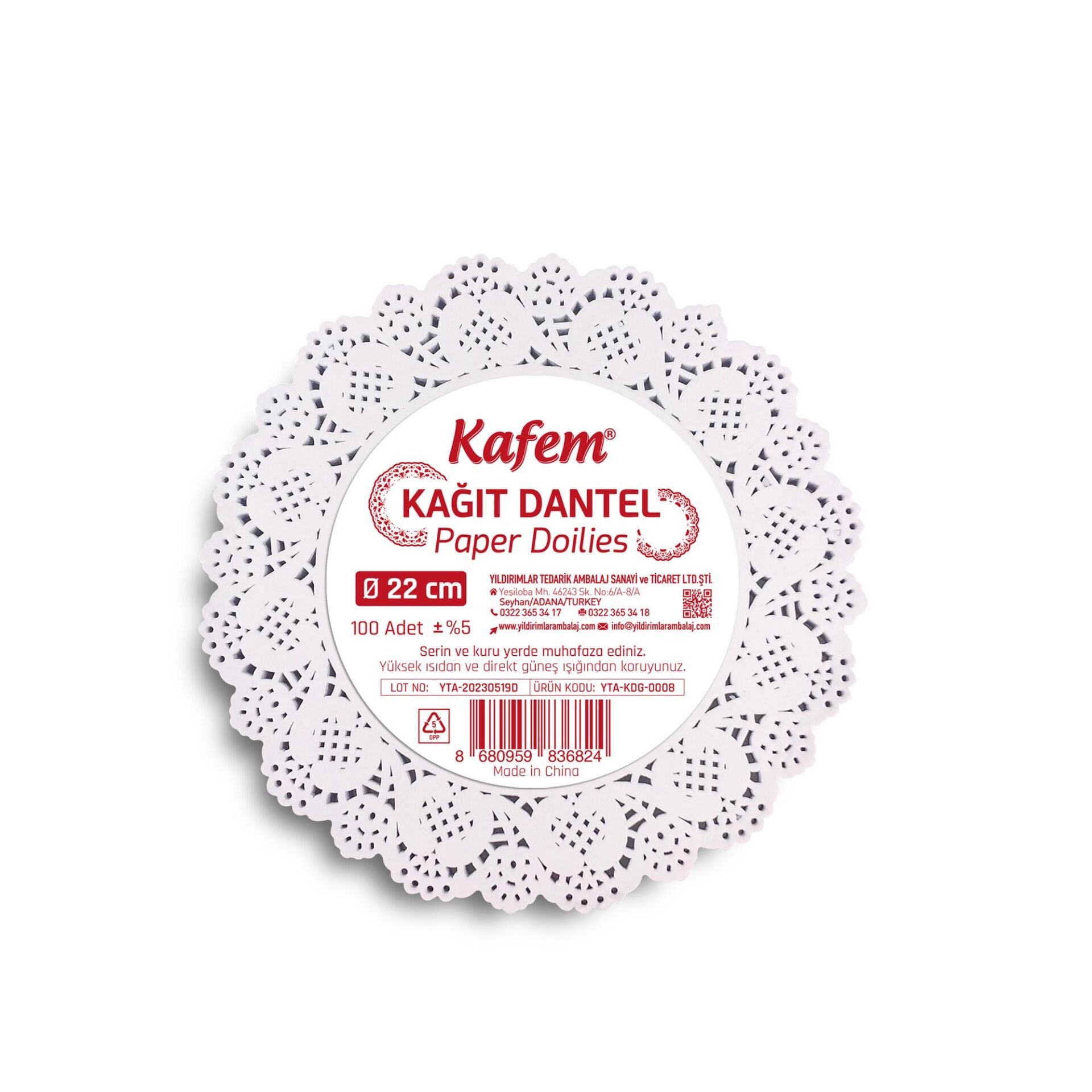 Kafem Dantel Kağıt 22 cm 100 Adet