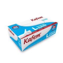 Kafem Beyaz Lateks Eldiven Pudralı (L) 100 Lü