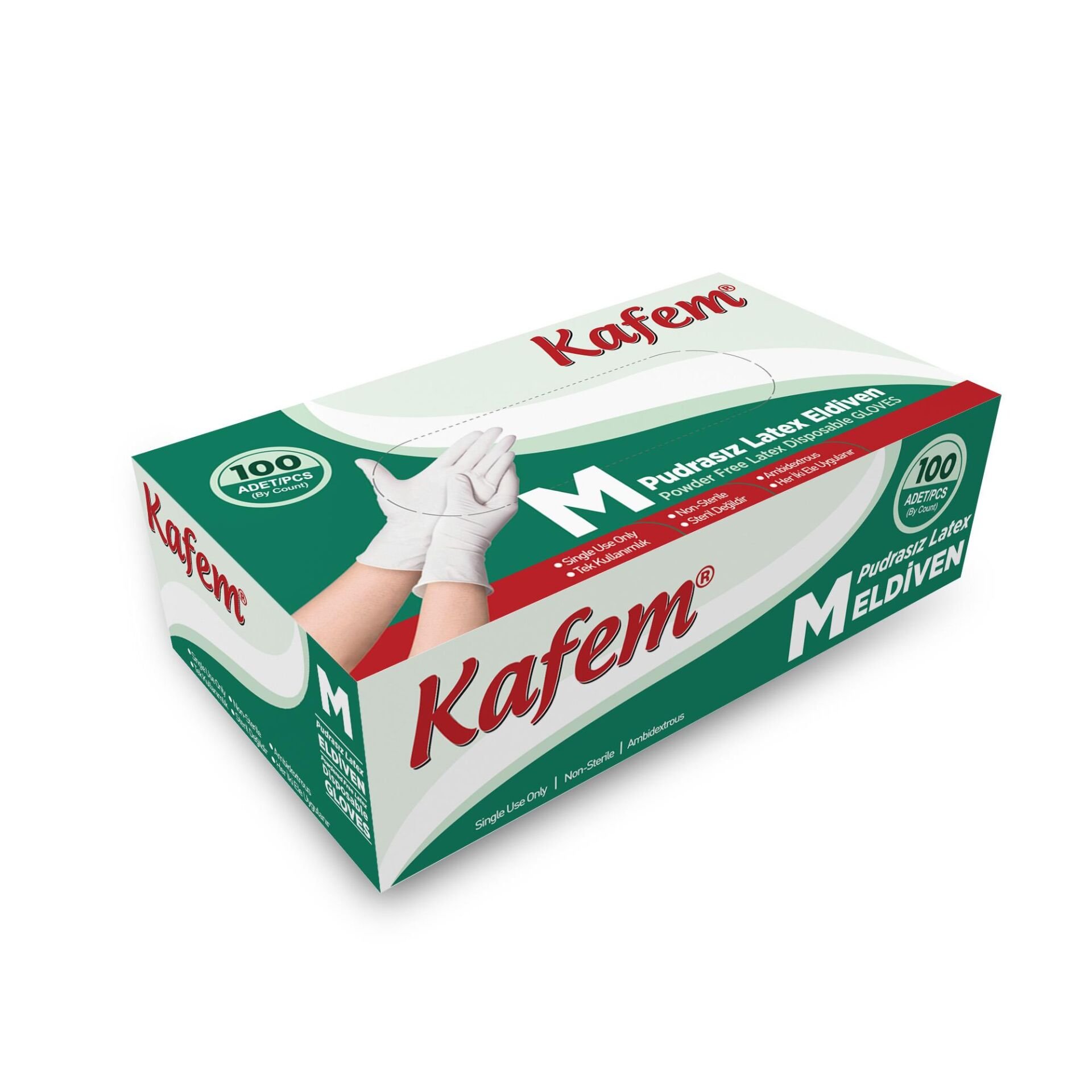 Kafem Beyaz Lateks Eldiven Pudrasız (M) 100 Lü