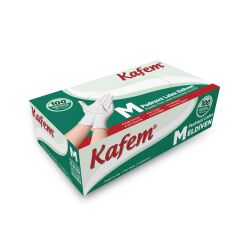 Kafem Beyaz Lateks Eldiven Pudrasız (M) 100 Lü