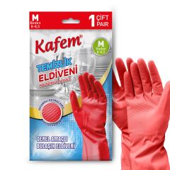 Kafem Temizlik Eldiveni (8-8,5) Medium Kırmızı 1 Çift