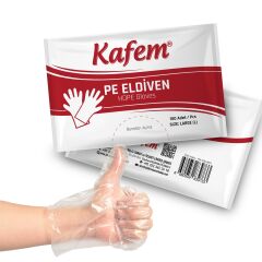 Kafem PE Tek Kullanımlık Şeffaf Eldiven 100 Lü