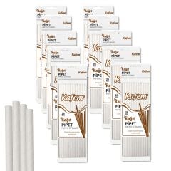 Kafem Beyaz Kağıt Pipet 19,5cm 25li x 10 Paket