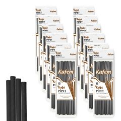 Kafem Siyah Kağıt Pipet 19,5cm 25li x 10 Paket