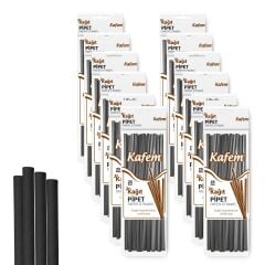 Kafem Siyah Kağıt Pipet 19,5cm 25li x 10 Paket