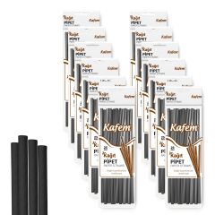 Kafem Siyah Kağıt Pipet 19,5cm 25li x 10 Paket