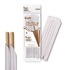 Kafem Sargılı Kraft Kağıt Pipet 19,5cm 25li x 10 Paket