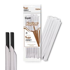 Kafem Sargılı Siyah Kağıt Pipet 19,5cm 25li x 10 Paket