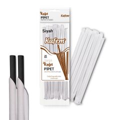 Kafem Sargılı Siyah Kağıt Pipet 19,5cm 25li x 100 Paket (Koli)
