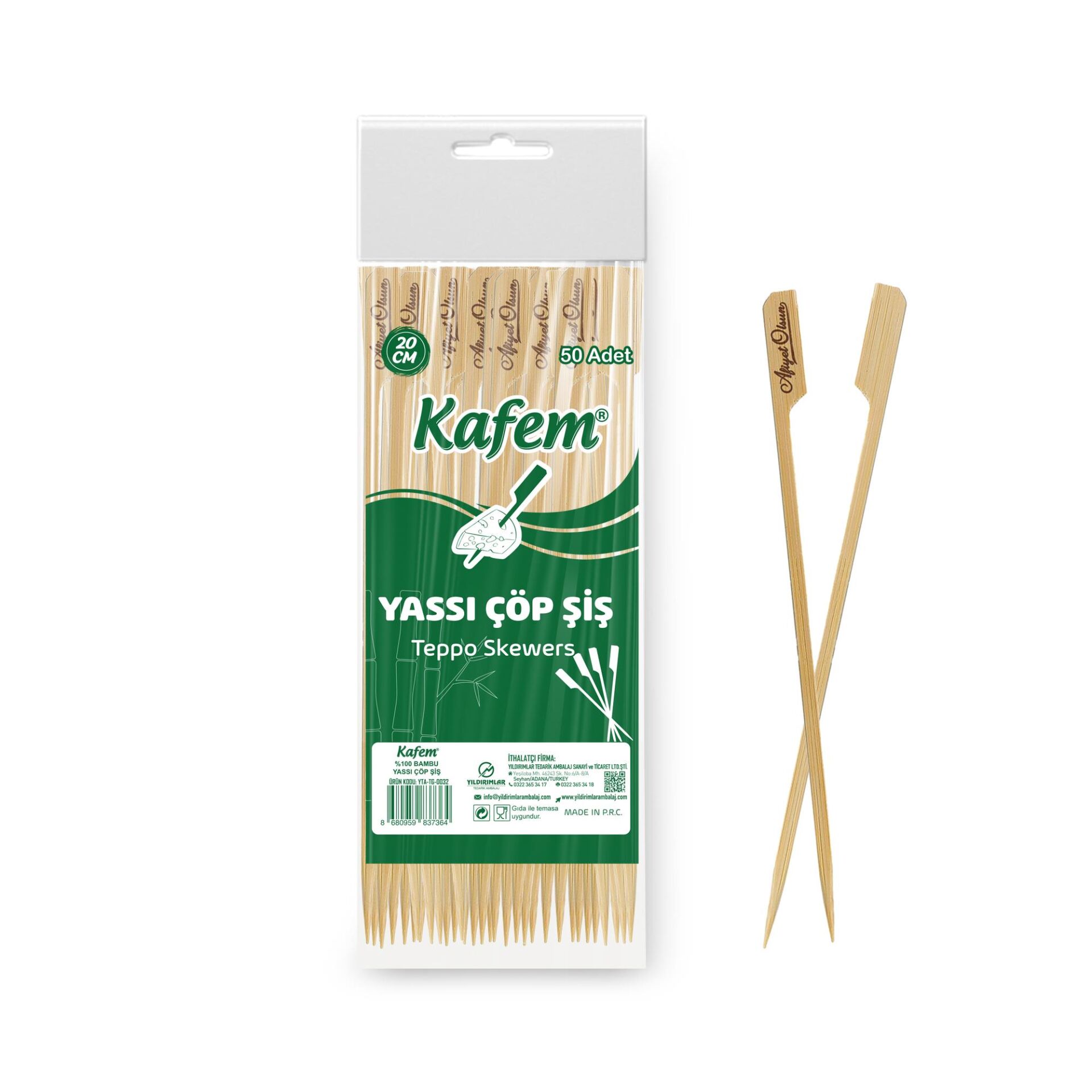 Kafem Yassı Çöp Şiş - Sunum Kürdanı 20 cm 50 Li