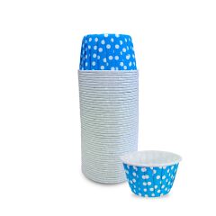 Kafem Açık Mavi Puantiyeli Muffin Kek Kapsülü 50li X 30 Paket (Koli) - K02