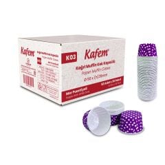 Kafem Mor Puantiyeli Muffin Kek Kapsülü 50li X 30 Paket (Koli) - K03