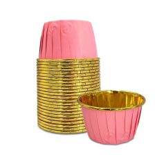 Kafem Muffin Kek Kapsülü Pembe-Altın 25li - K24