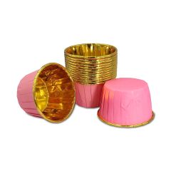 Kafem Muffin Kek Kapsülü Pembe-Altın 25li X 5 Paket - K24