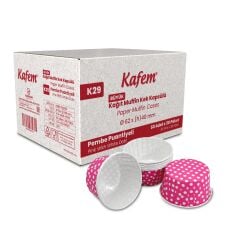 Kafem Muffin Kek Kapsülü Pembe Puantiye Büyük Boy 50li X 30 Paket (Koli) - K29