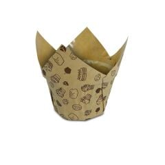 Kafem Muffin Kek Kapsülü Kalın Tulip Kraft Desenli 50li - K32