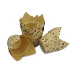Kafem Muffin Kek Kapsülü Kalın Tulip Kraft Desenli 50li - K32