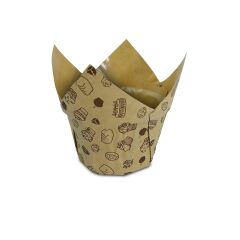 Kafem Muffin Kek Kapsülü Kalın Tulip Kraft Desenli 50li X 25 Paket (Koli) - K32