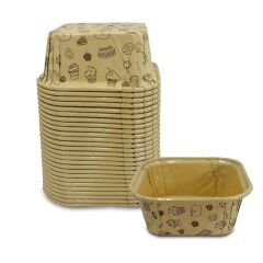 Kafem Muffin Kek Kapsülü Kare Kraft Desenli 50li X 30 Paket (Koli) - K33