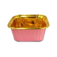 Kafem Muffin Kek Kapsülü Kare Pembe-Altın 25li - K35
