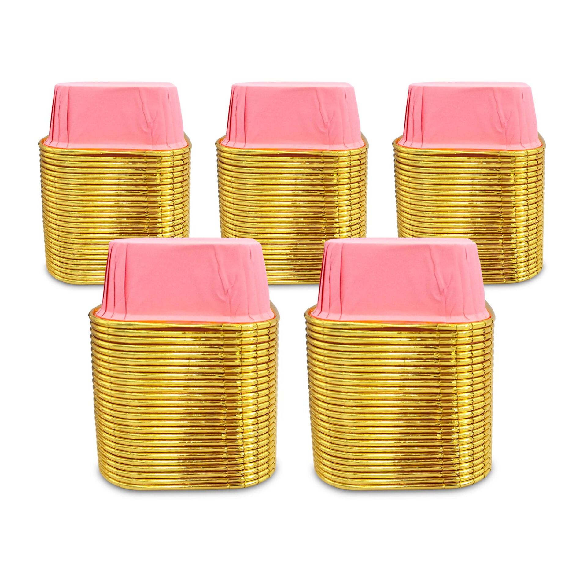 Kafem Muffin Kek Kapsülü Kare Pembe-Altın 25li X 5 Paket - K35