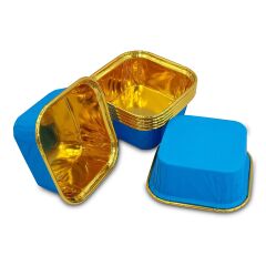 Kafem Muffin Kek Kapsülü Kare Mavi-Altın 25li - K36