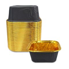 Kafem Muffin Kek Kapsülü Kare Siyah-Altın 25li X 60 Paket (Koli) - K37