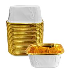 Kafem Muffin Kek Kapsülü Kare Beyaz-Altın 25li X 5 Paket - K38