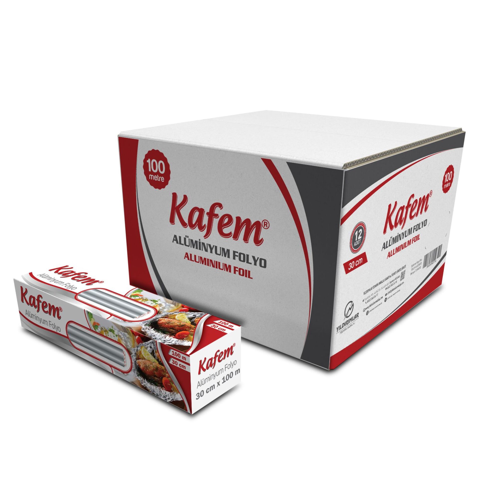 Kafem Aluminyum Folyo 30cm x 100m 10mic x 12 Paket (Koli)