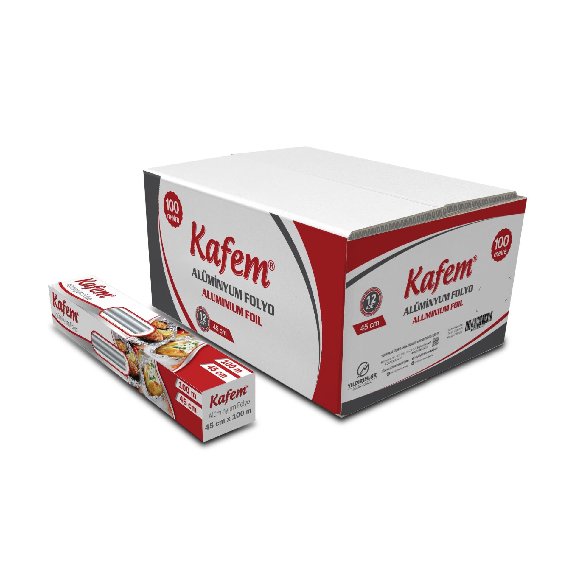 Kafem Aluminyum Folyo 45cm x 100m 10mic x 12 Paket (Koli)