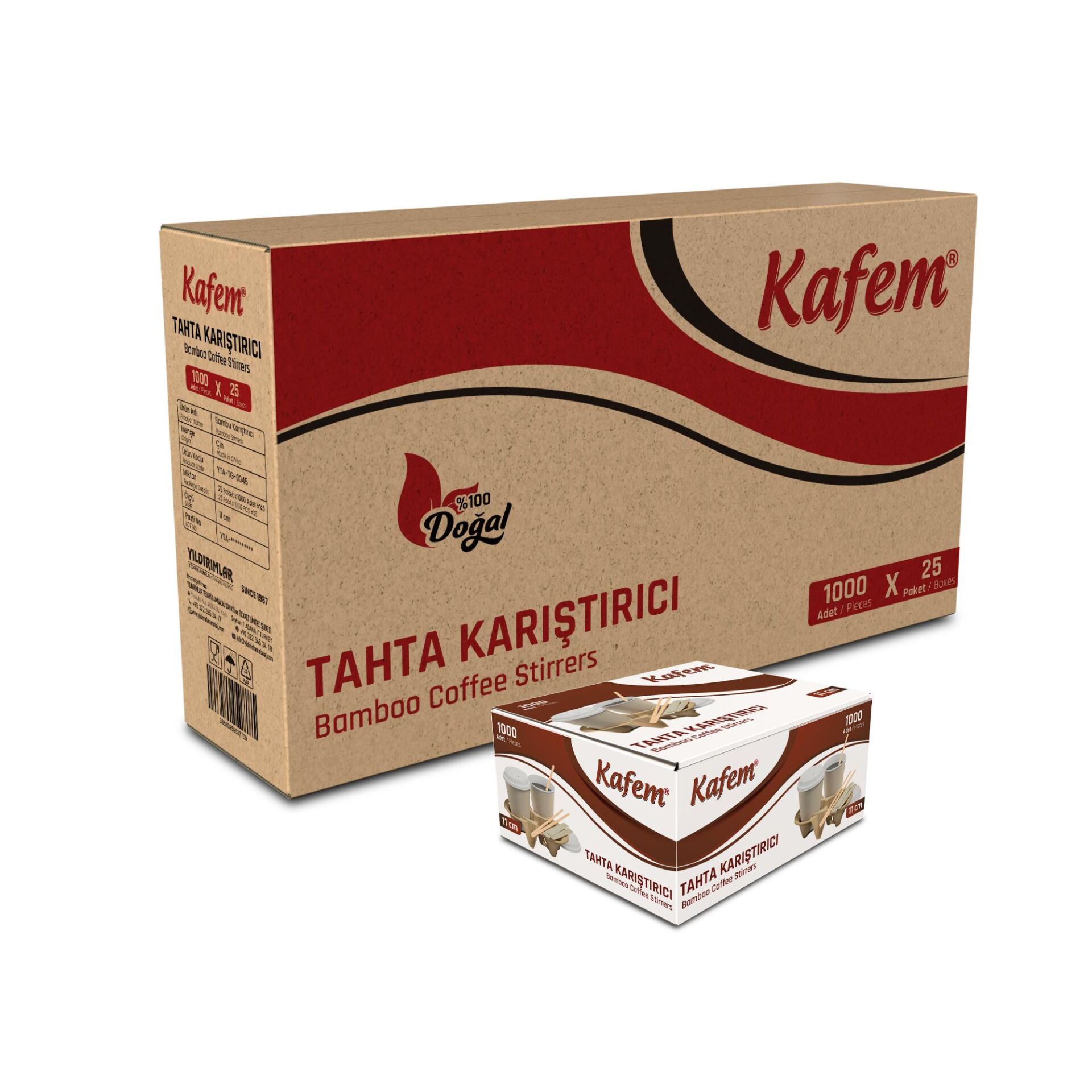 Kafem Tahta Karıştırıcı 11cm 1000 Adet x 25 Paket (Koli)