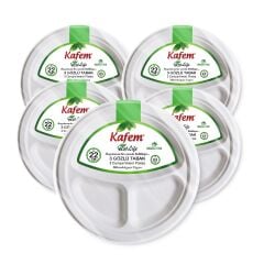 Kafem Ekolojik 3 Gözlü Karton Tabak 22 cm 25 li X 5 Paket