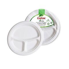 Kafem Ekolojik 3 Gözlü Karton Tabak 22 cm 25 li X 5 Paket