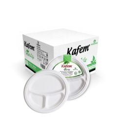 Kafem Ekolojik 3 Gözlü Karton Tabak 22 cm 25 li X 40 Paket (Koli)