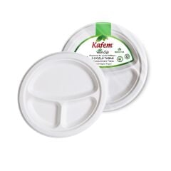 Kafem Ekolojik 3 Gözlü Karton Tabak 22 cm 25 li X 40 Paket (Koli)