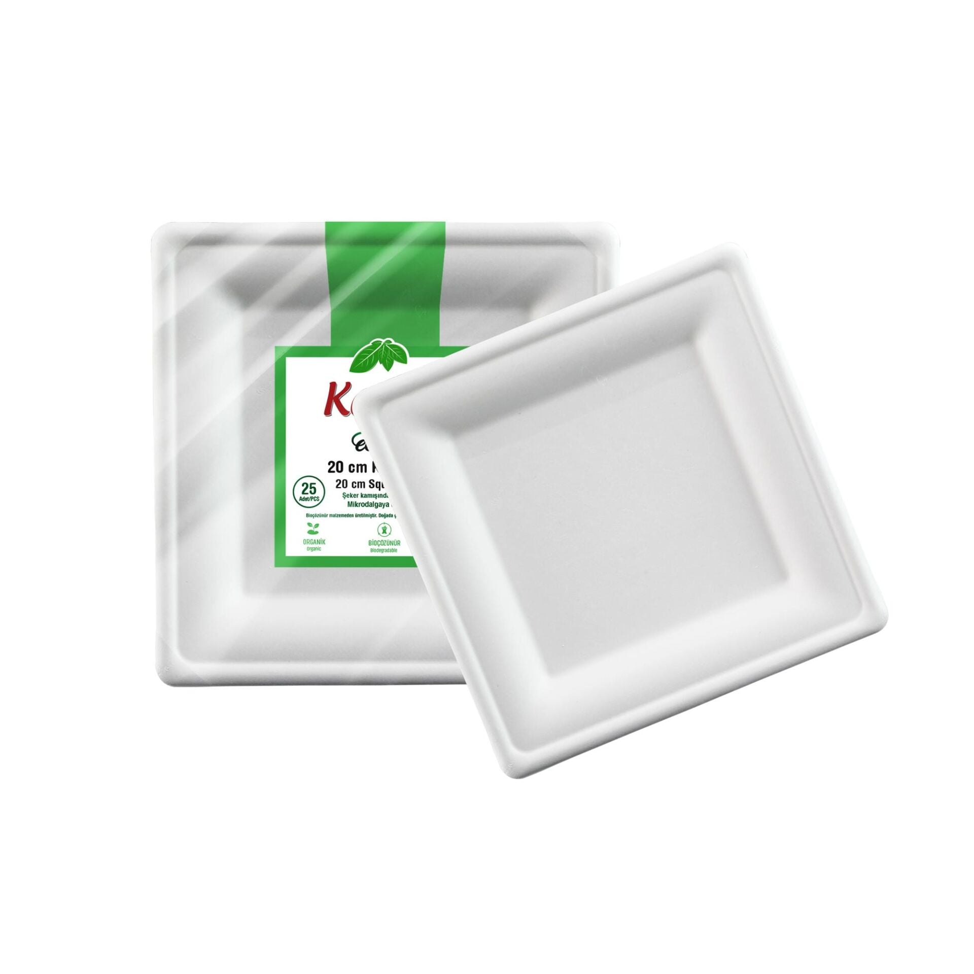 Kafem Ekolojik Kare Tabak 20 cm 25 Adet