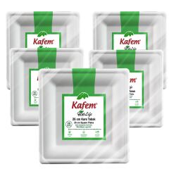 Kafem Ekolojik Kare Tabak 26 cm 25 Adet