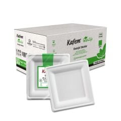 Kafem Ekolojik Kare Tabak 26 cm 25 Li X 20 Paket (Koli)