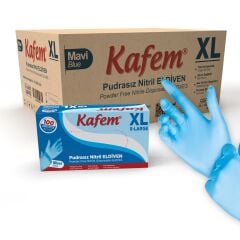 Kafem Mavi Nitril Eldiven Pudrasız (XL) 100 Lü X 20 Paket (Koli)