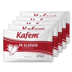 Kafem PE Tek Kullanımlık Şeffaf Eldiven 100 Lü X 5 Paket