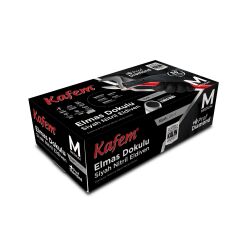 Kafem Prof Dia Ekstra Kalın Siyah Nitril Eldiven Elmas Dokulu M 50 Adet