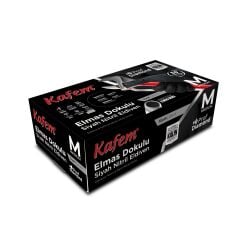 Kafem Prof Dia Ekstra Kalın Siyah Nitril Eldiven Elmas Dokulu M 50 Adet x 5 Paket