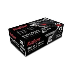Kafem Prof Dia Ekstra Kalın Siyah Nitril Eldiven Elmas Dokulu XL 50 Adet x 5 Paket