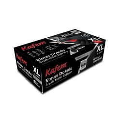 Kafem Prof Dia Ekstra Kalın Siyah Nitril Eldiven Elmas Dokulu XL 50 Adet x 20 Paket - Koli