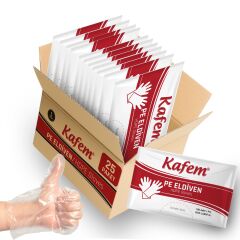 Kafem PE Tek Kullanımlık Şeffaf Eldiven 100 Lü X 25 Paket