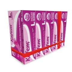 Kafem Pembe Nitril Eldiven Pudrasız (L) 100 Lü X 5 Paket