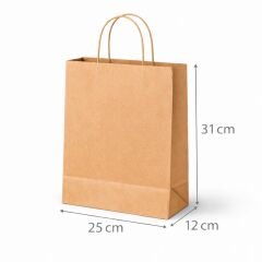 Kraft Çanta Kahverengi 25x31cm 25li x 10 Paket (Koli)