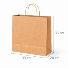 Kraft Çanta Kahverengi 33x33cm 25li x 10 Paket (Koli)