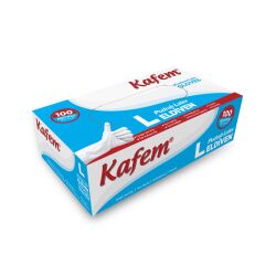 Kafem Beyaz Lateks Eldiven Pudralı (L) 100 Lü X 20 Paket (Koli)